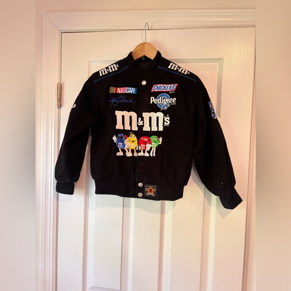 JH Design NASCAR M&M's kids racing jacket featuring Ken Schrader size Medium